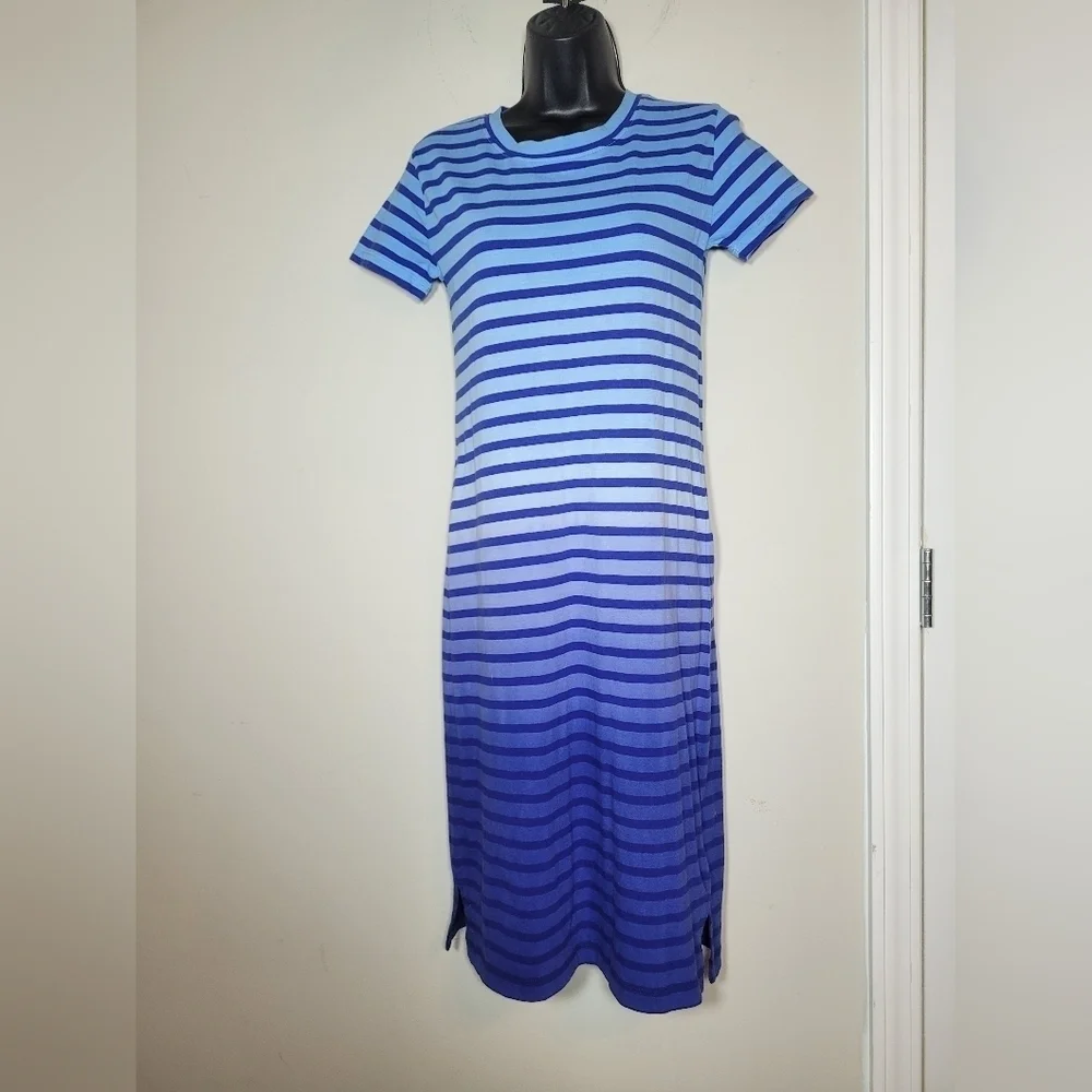J. Crew Midi T-Shirt Dress in Dip Dyed Gradient Stripe sz XXS